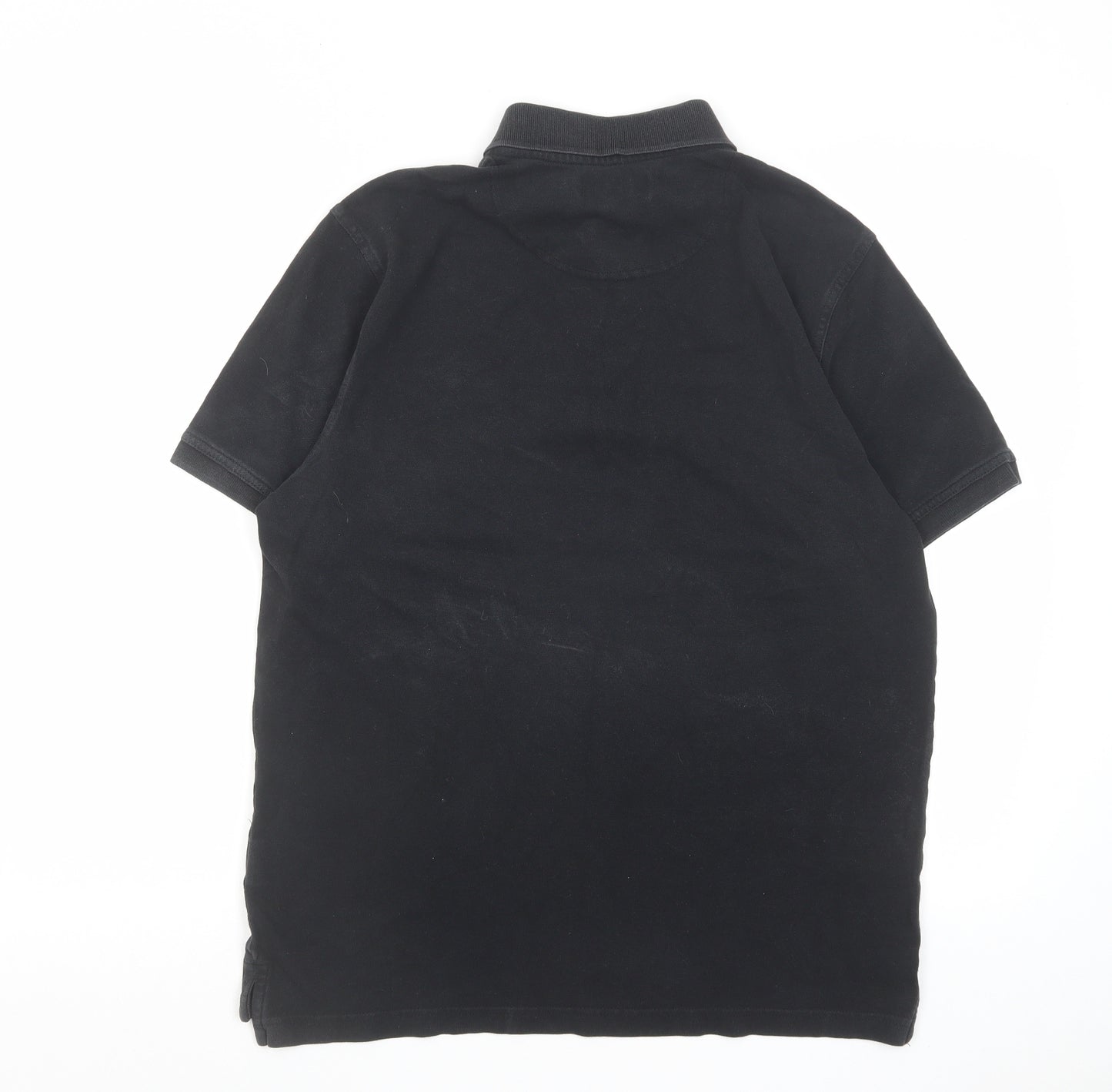 Pierre Cardin Mens Black Cotton Polo Size L Collared Button