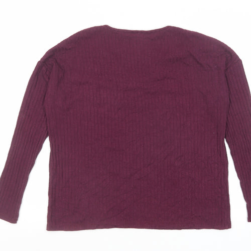 Gap Womens Purple V-Neck Polyester Pullover Jumper Size S