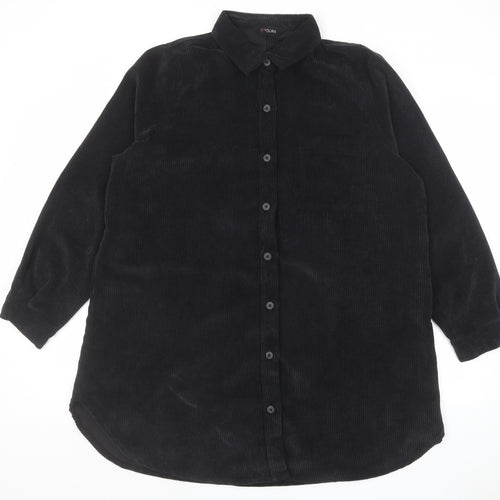 Yours Womens Black Polyester Basic Button-Up Size 18 Collared