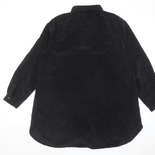 Yours Womens Black Polyester Basic Button-Up Size 18 Collared