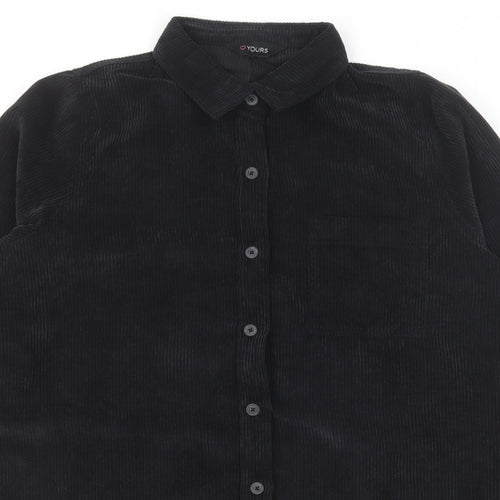 Yours Womens Black Polyester Basic Button-Up Size 18 Collared