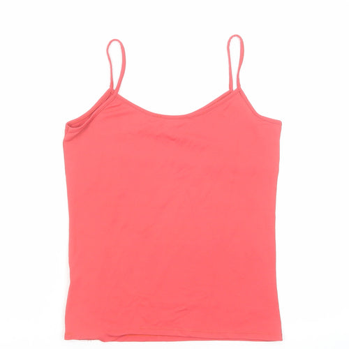 Zara Womens Pink Cotton Basic Tank Size M Round Neck