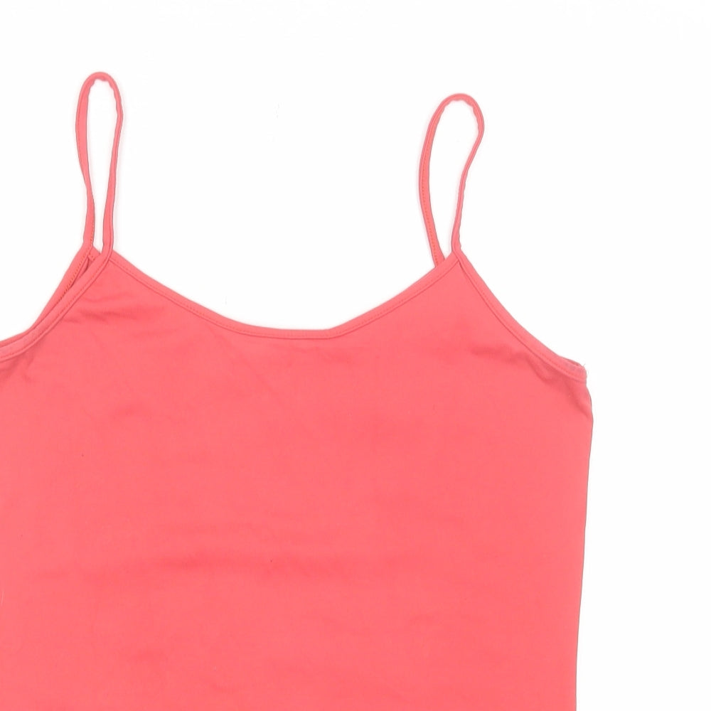 Zara Womens Pink Cotton Basic Tank Size M Round Neck
