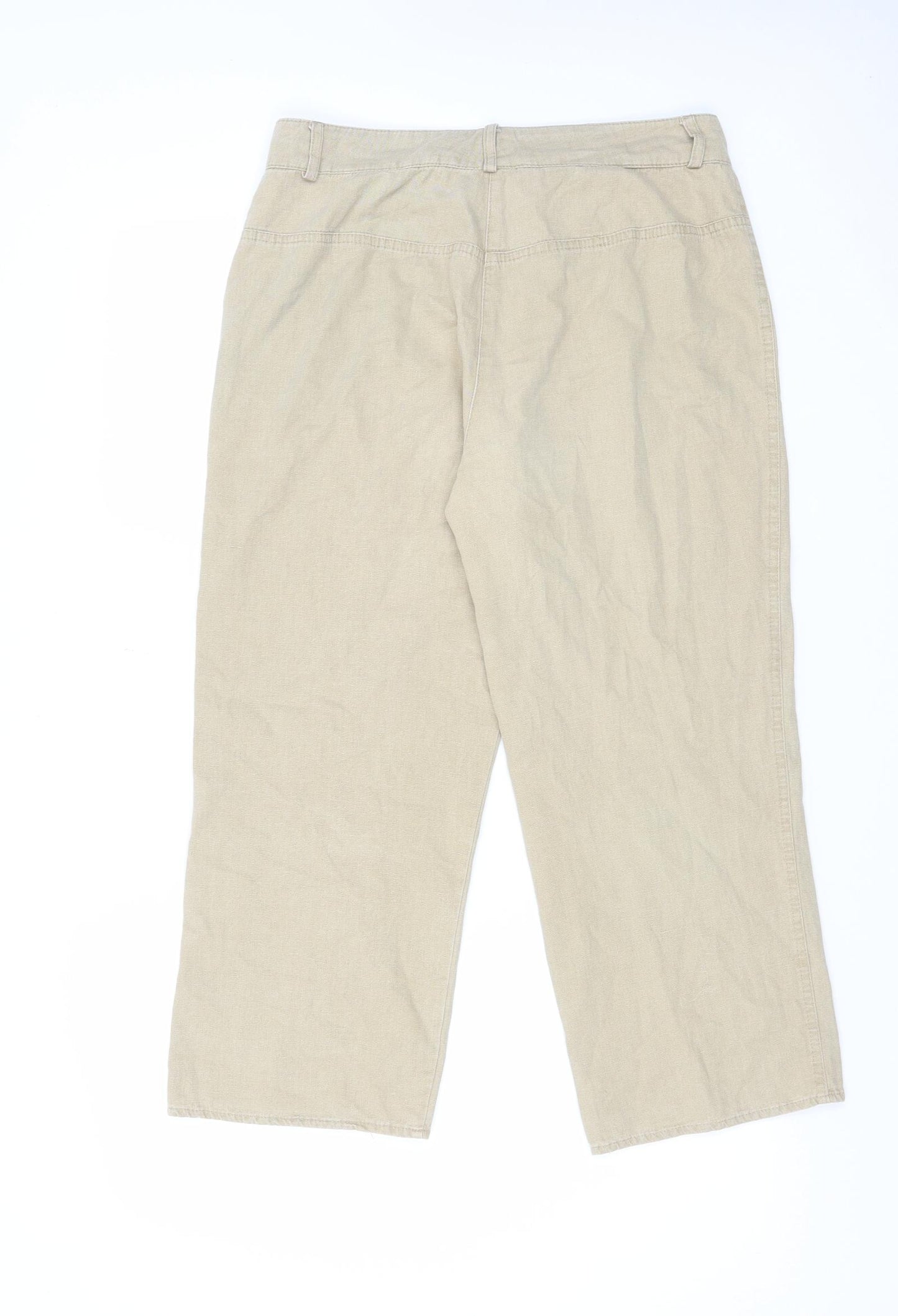 Steilmann Womens Beige Cotton Cropped Trousers Size 14 L24 in Regular Zip