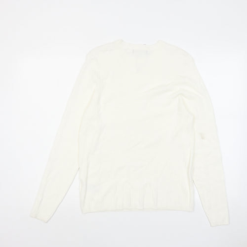 Marks and Spencer Womens White Crew Neck Viscose Pullover Jumper Size 18