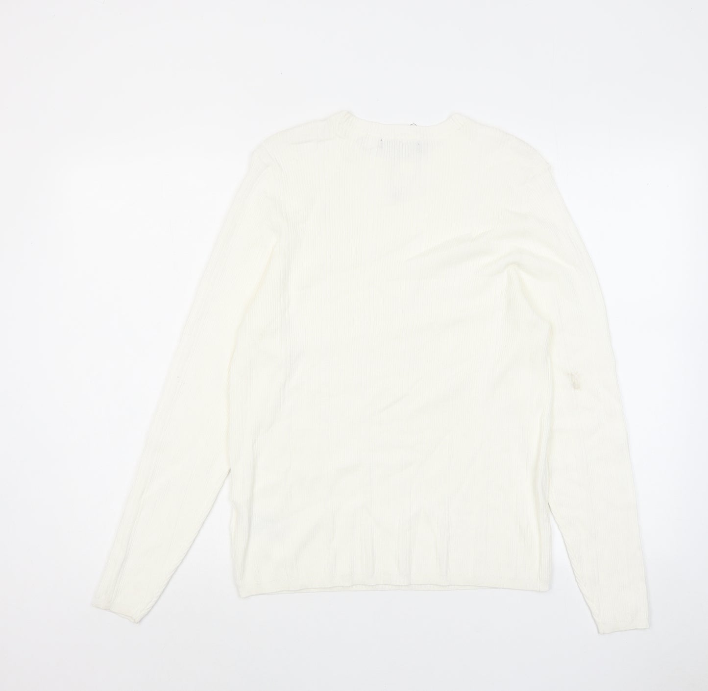 Marks and Spencer Womens White Crew Neck Viscose Pullover Jumper Size 18