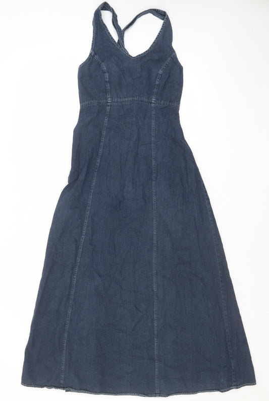NEXT Womens Blue Cotton A-Line Size 8 Halter Zip