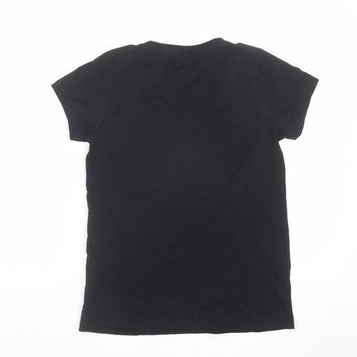 Barbie Womens Black Cotton Basic T-Shirt Size 8 Round Neck