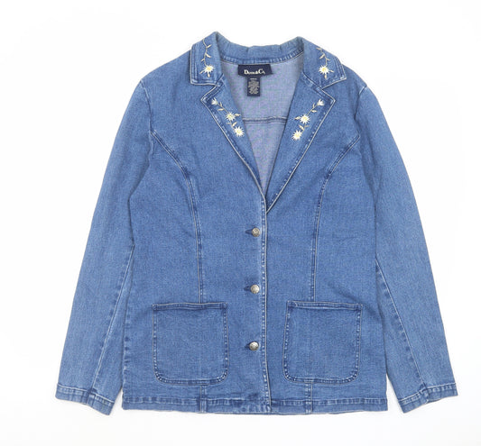 Denim & Co. Womens Blue Jacket Size M Button