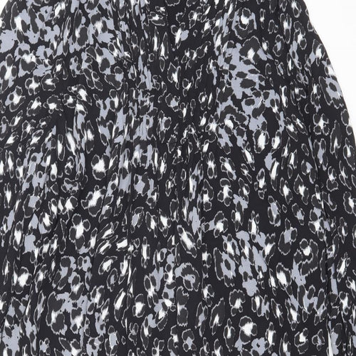 Marks and Spencer Womens Black Geometric Viscose Shift Size 14 V-Neck Pullover