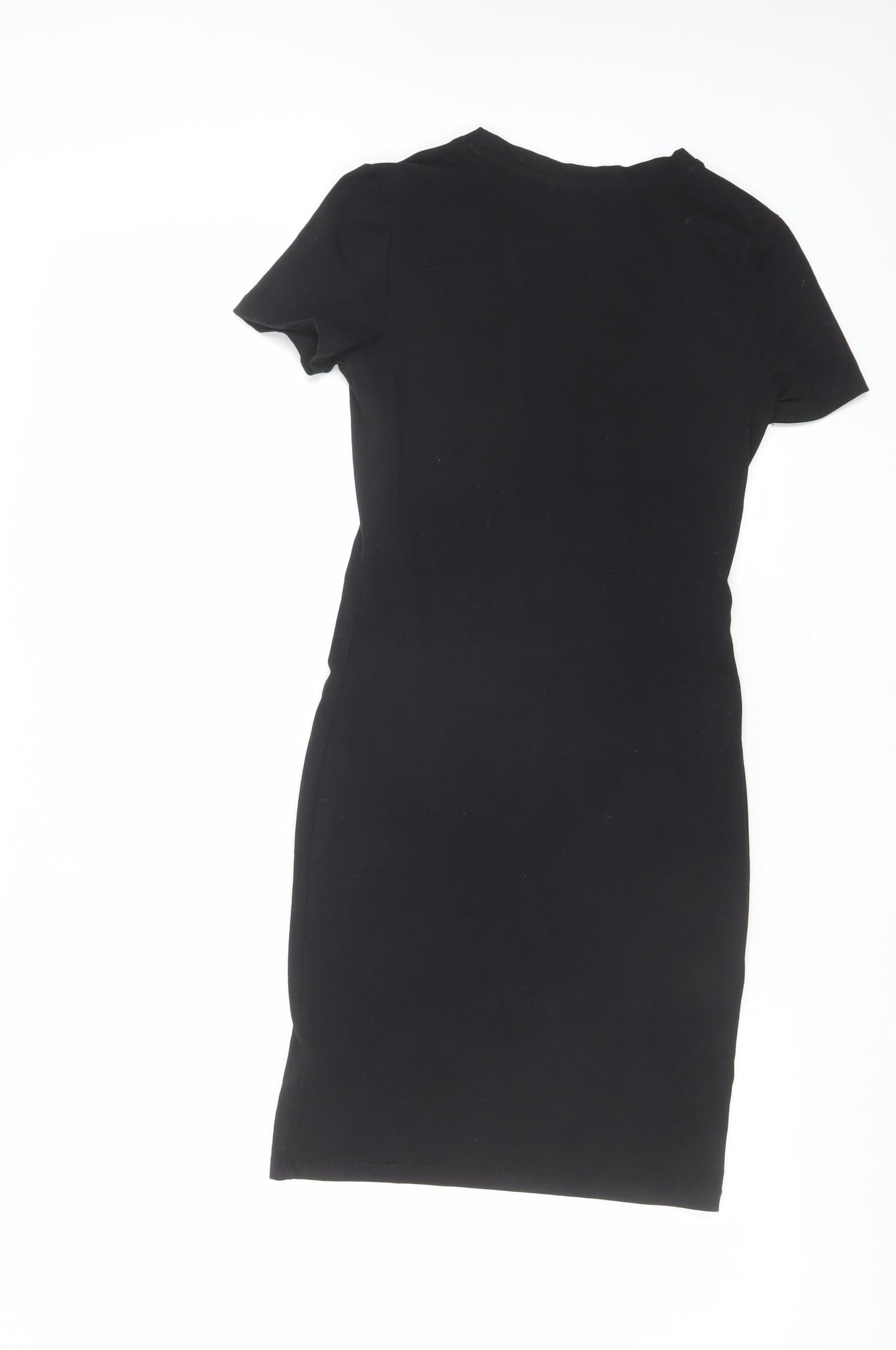 H&M Womens Black Cotton Bodycon Size S Round Neck Pullover