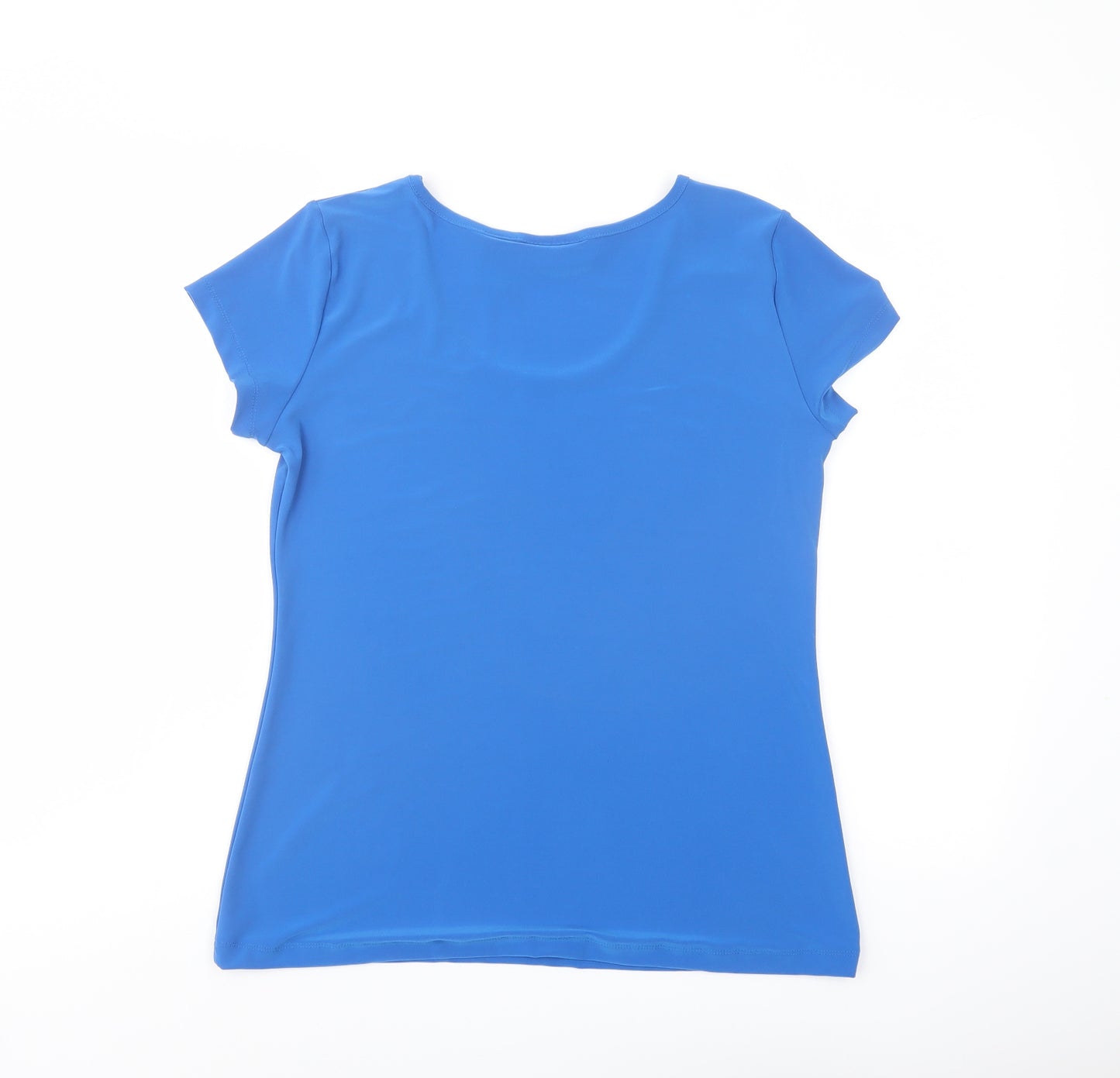 Nina Leonard Womens Blue Polyester Basic T-Shirt Size M Round Neck