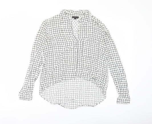 Topshop Womens White Check Viscose Basic Blouse Size 10 Collared