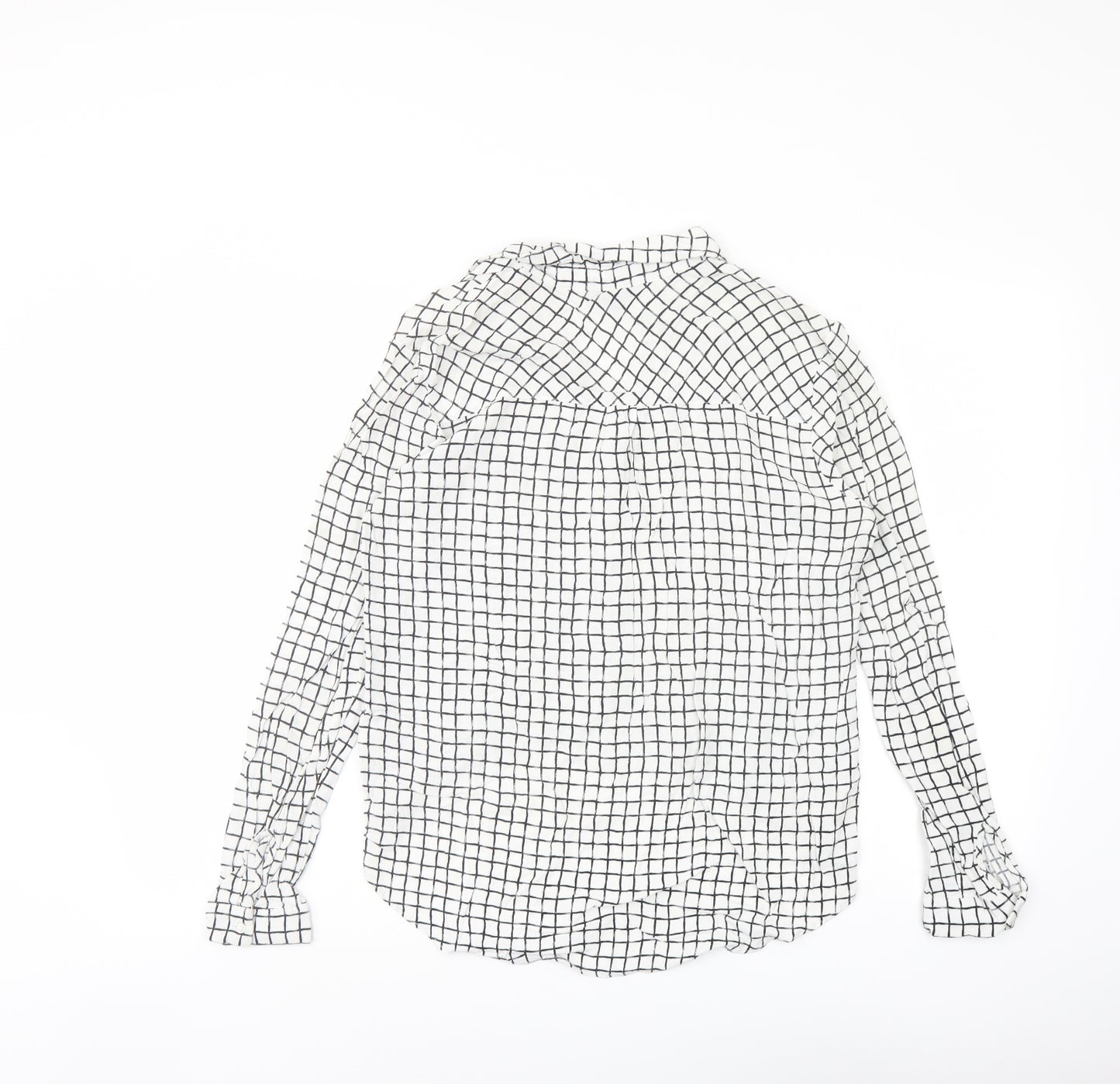 Topshop Womens White Check Viscose Basic Blouse Size 10 Collared