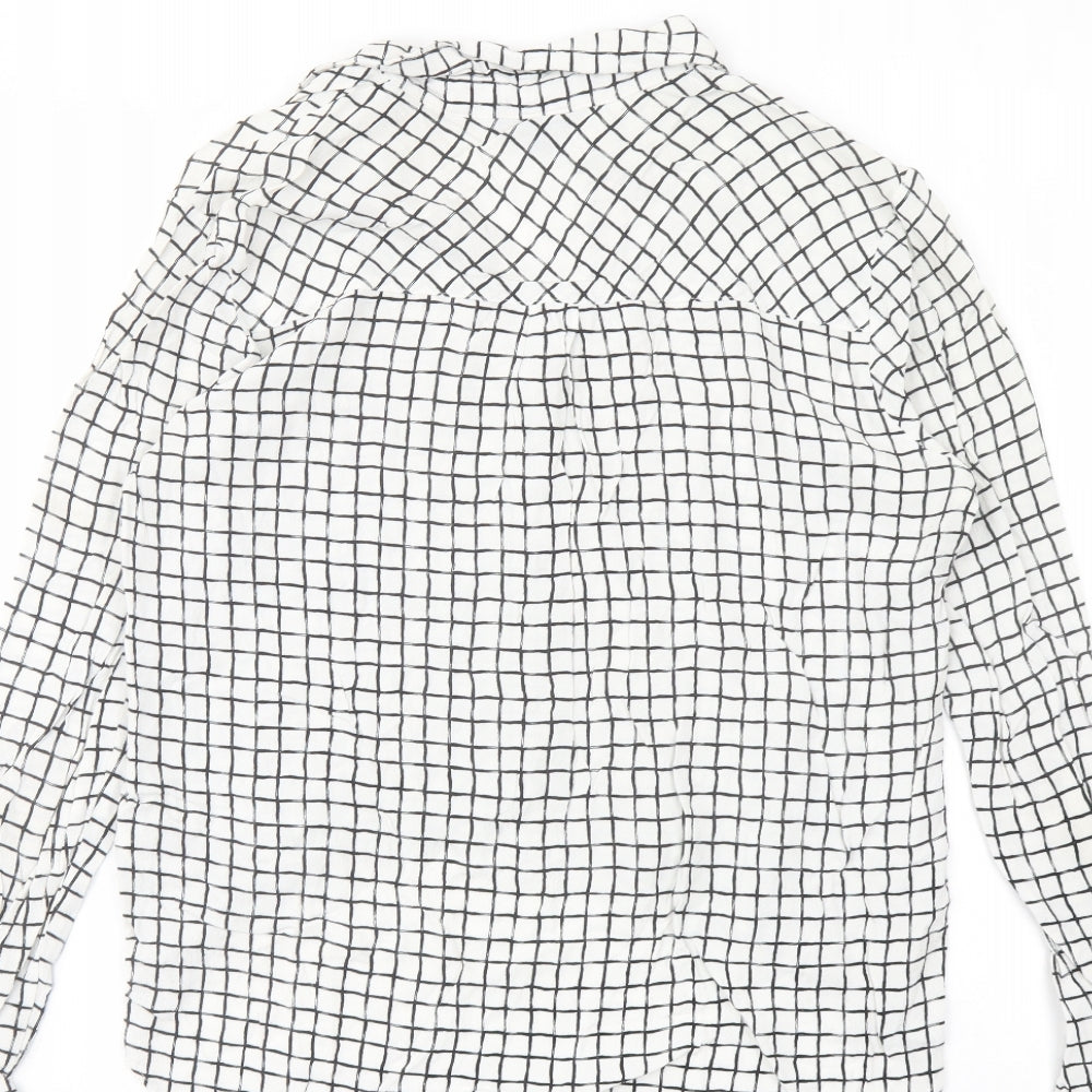 Topshop Womens White Check Viscose Basic Blouse Size 10 Collared