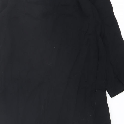 Marks and Spencer Womens Black Viscose A-Line Size 10 Round Neck Button