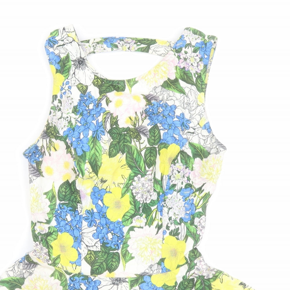 River Island Womens Multicoloured Floral Cotton Camisole Blouse Size 8 Scoop Neck