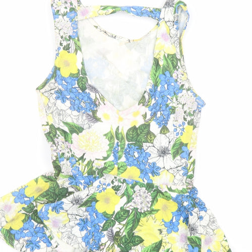 River Island Womens Multicoloured Floral Cotton Camisole Blouse Size 8 Scoop Neck