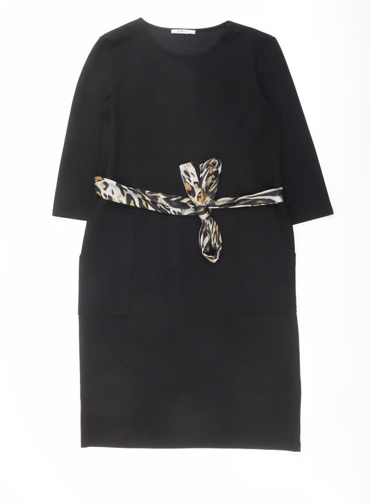 Zara Womens Black Polyester Shift Size S Round Neck Pullover