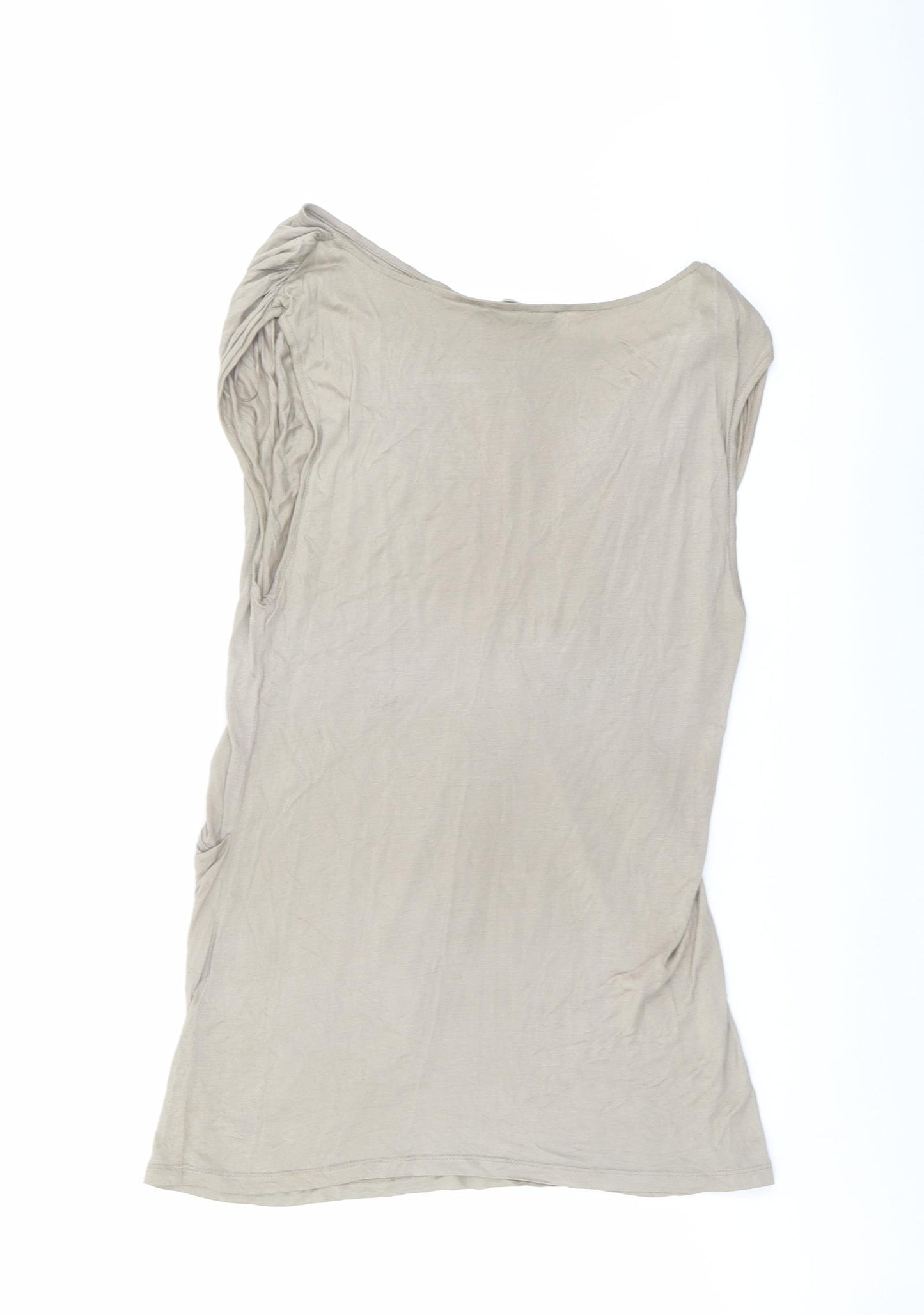 Mint Velvet Womens Beige Viscose Basic T-Shirt Size 16 Round Neck