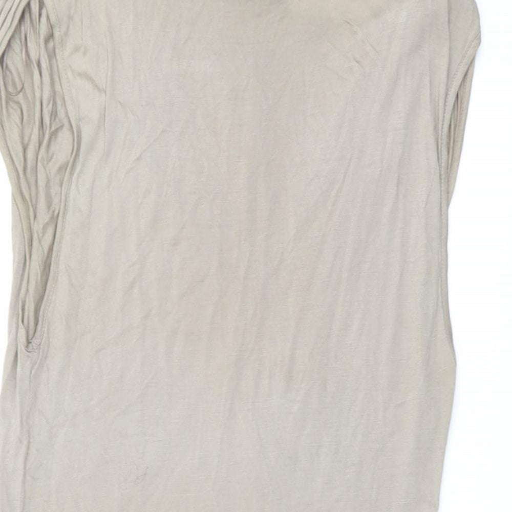 Mint Velvet Womens Beige Viscose Basic T-Shirt Size 16 Round Neck