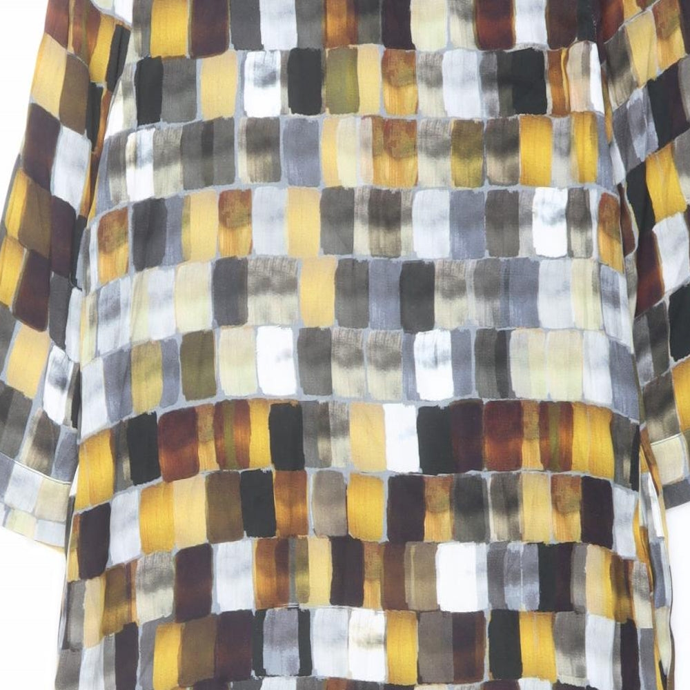 John Lewis Womens Multicoloured Geometric Viscose A-Line Size 8 Round Neck Button