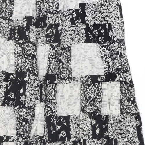 Elizabeth Scott Womens Black Geometric Cotton Peasant Skirt Size M Drawstring