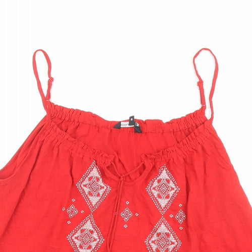 Debenhams Womens Red Cotton Camisole Blouse Size 18 Scoop Neck