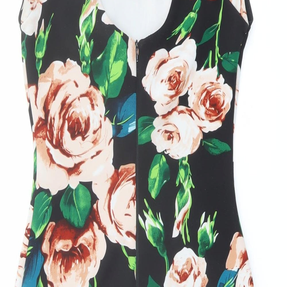 AX Paris Womens Multicoloured Floral Polyester Shift Size 8 Round Neck Zip - Roses