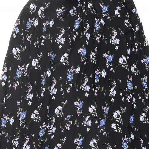 Friends Like These Womens Black Floral Viscose Shift Size 16 Mock Neck Button