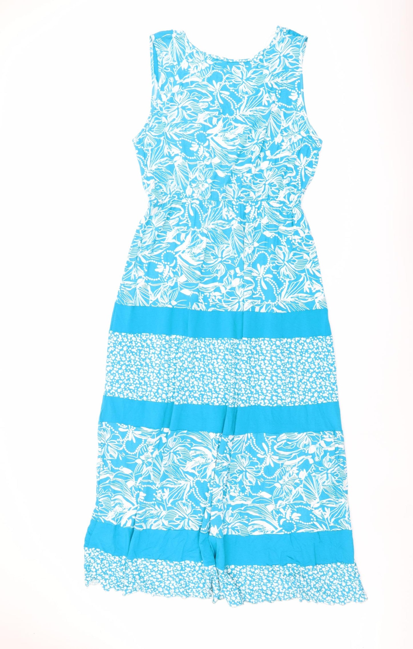 Epilogue Womens Blue Floral Viscose Tank Dress Size 16 Scoop Neck Pullover