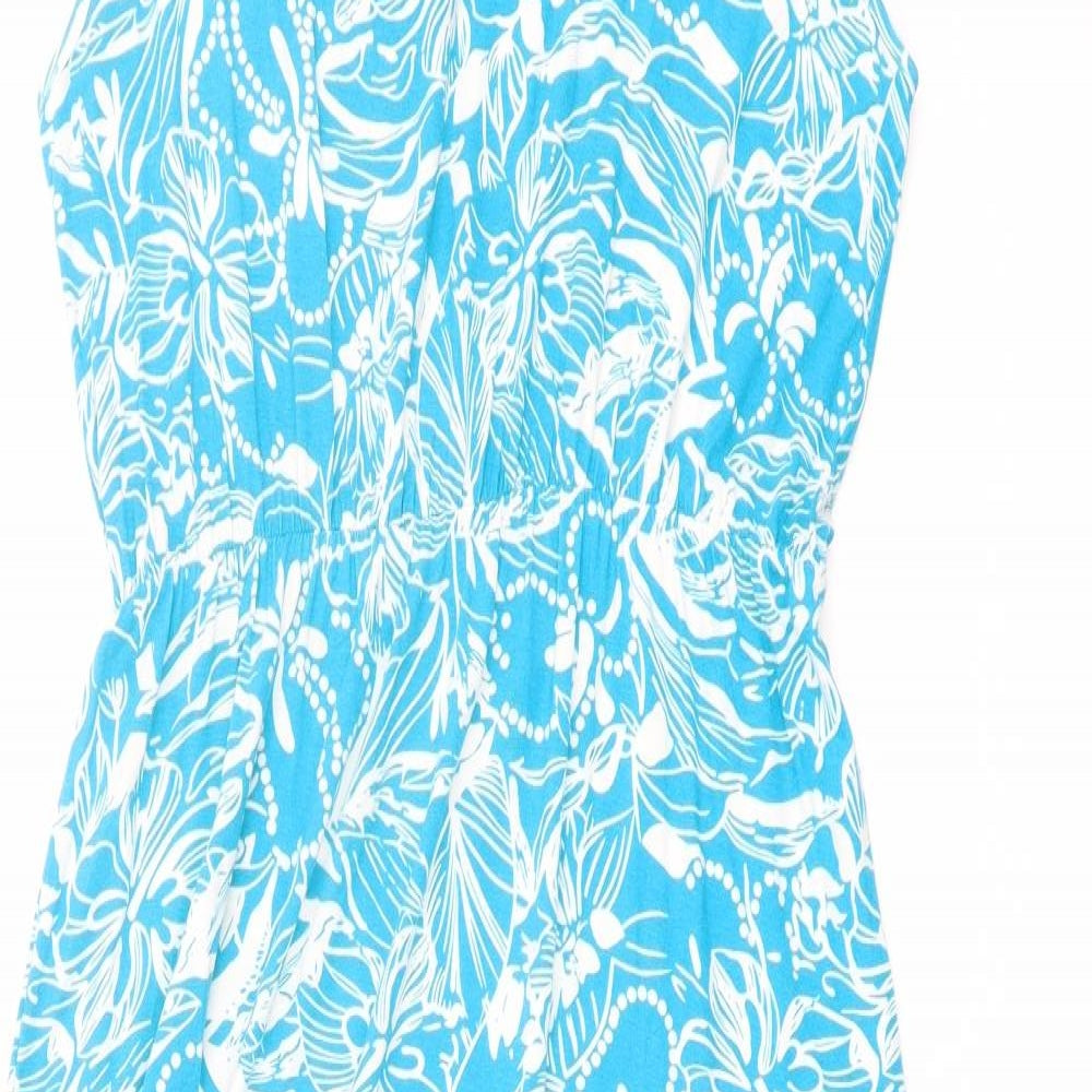 Epilogue Womens Blue Floral Viscose Tank Dress Size 16 Scoop Neck Pullover