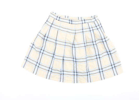 ASOS Womens Beige Plaid Cotton Mini Skirt Size 8 Zip