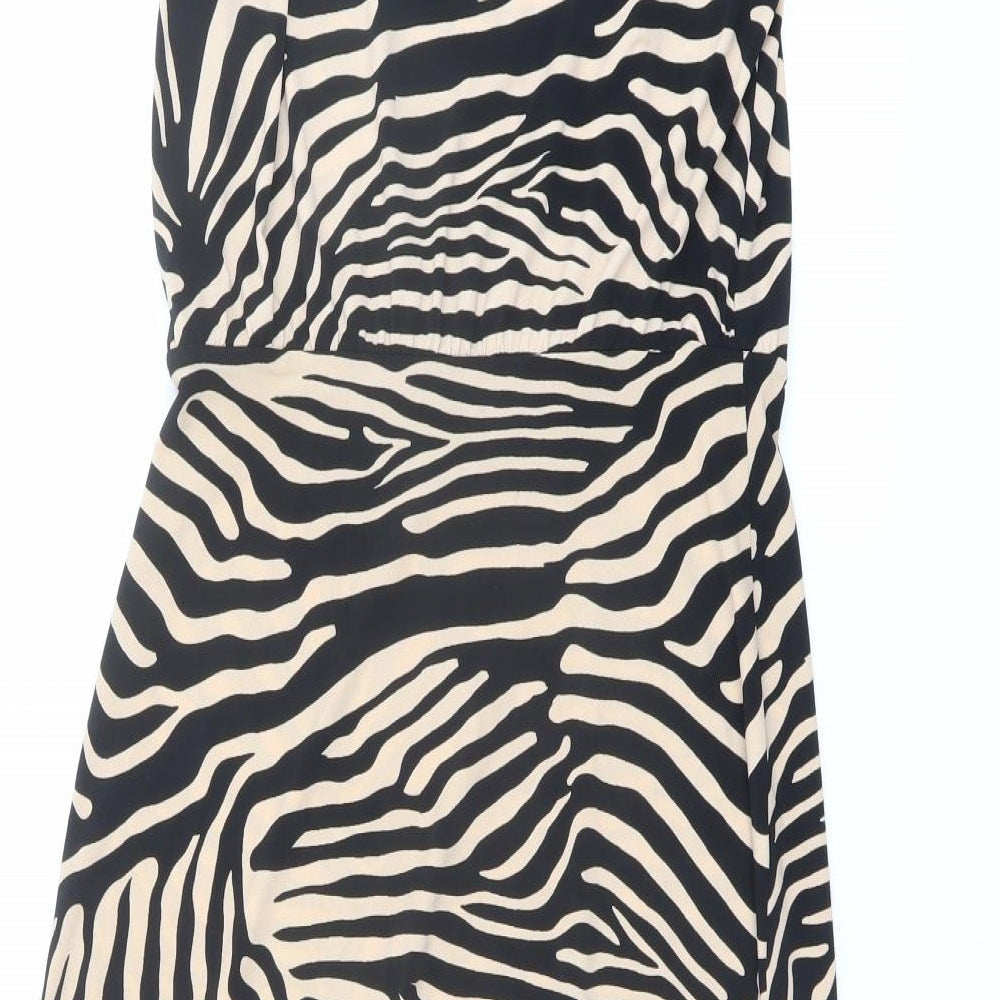 Oasis Womens Black Animal Print Polyester Shift Size S Halter Tie