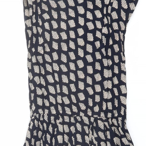 AX Paris Womens Blue Geometric Cotton A-Line Size 12 Boat Neck Pullover