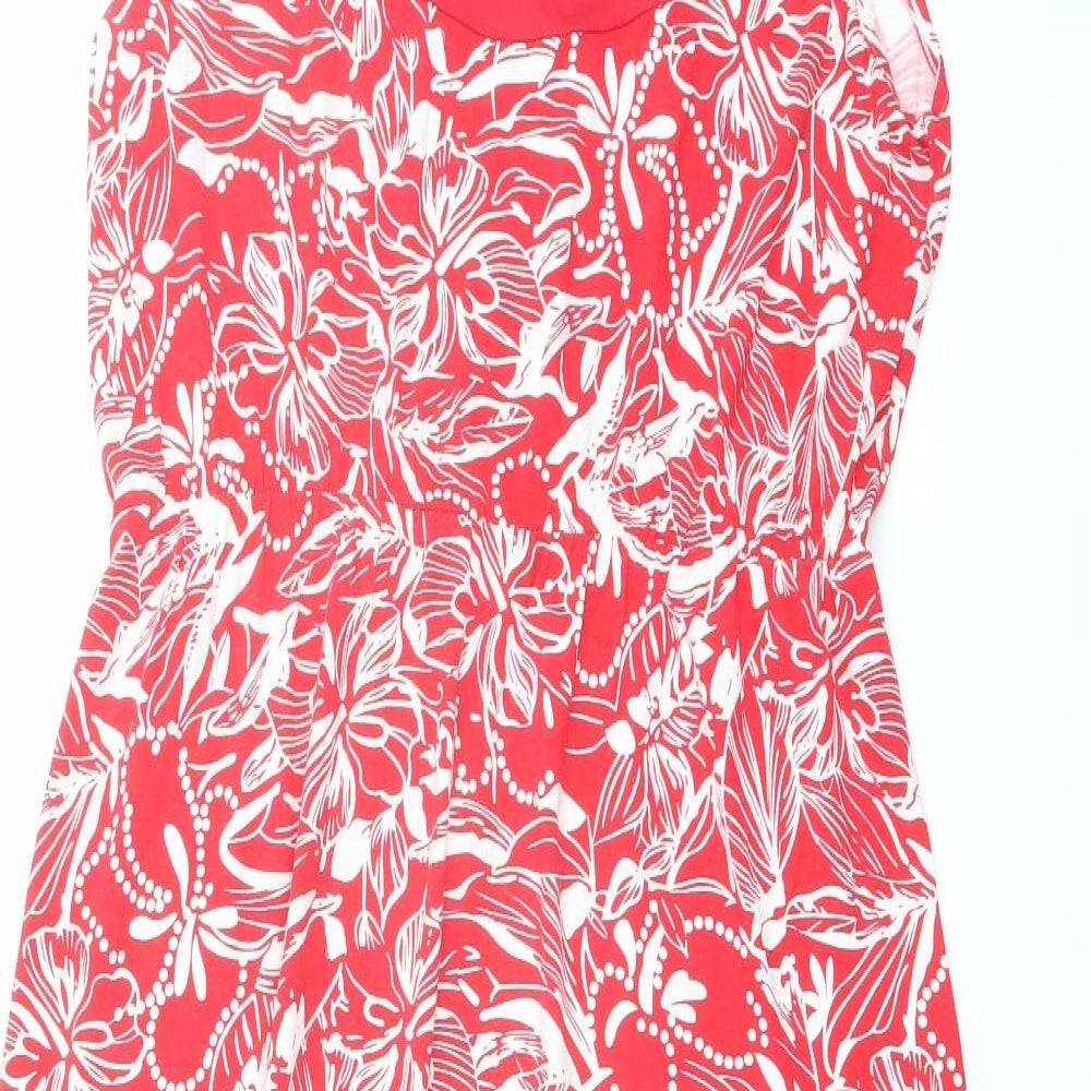 Epilogue Womens Red Floral Viscose Tank Dress Size 16 Scoop Neck Pullover