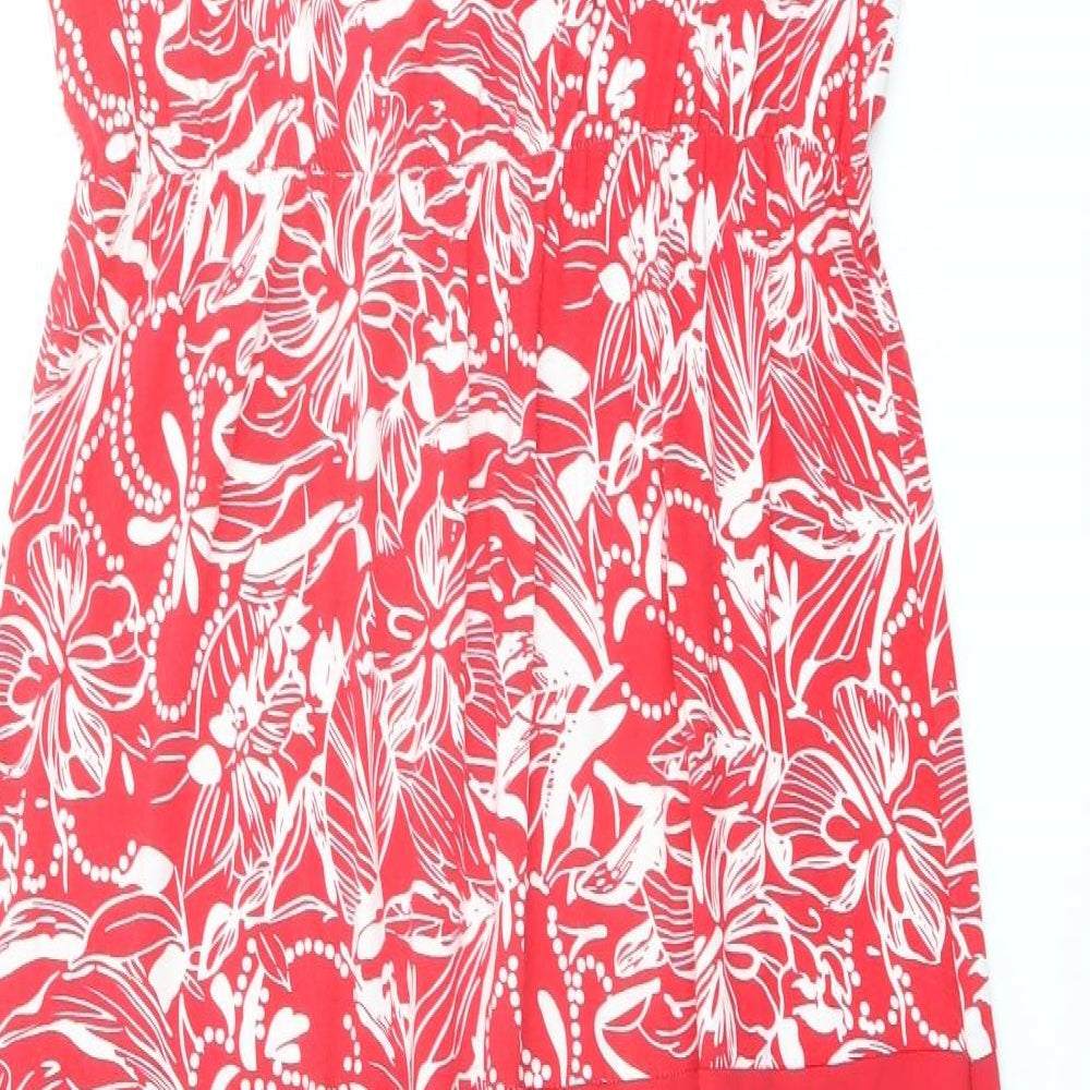 Epilogue Womens Red Floral Viscose Tank Dress Size 16 Scoop Neck Pullover