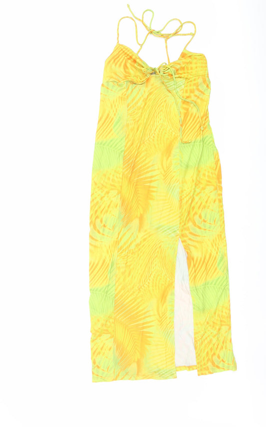 Bershka Womens Multicoloured Geometric Polyester A-Line Size M V-Neck Pullover
