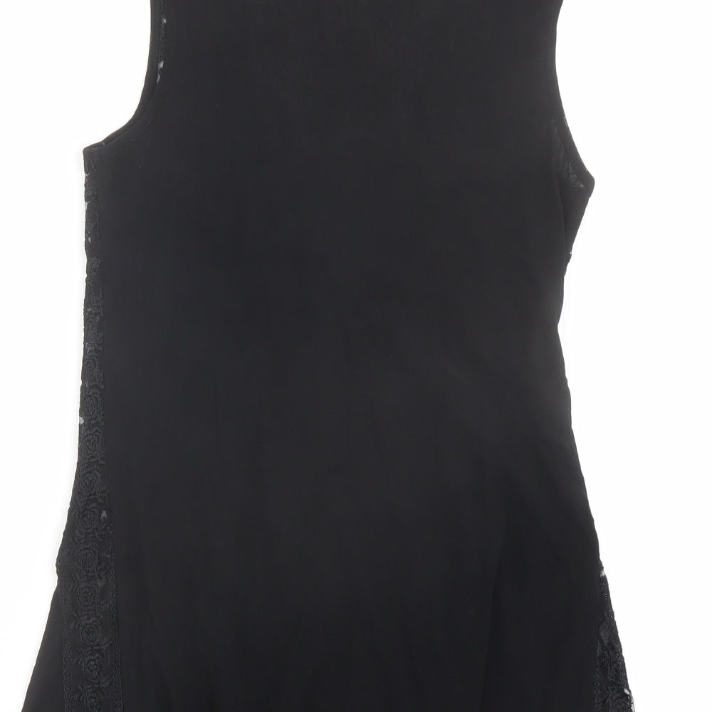 CKM Womens Black Polyester Basic Tank Size M Square Neck