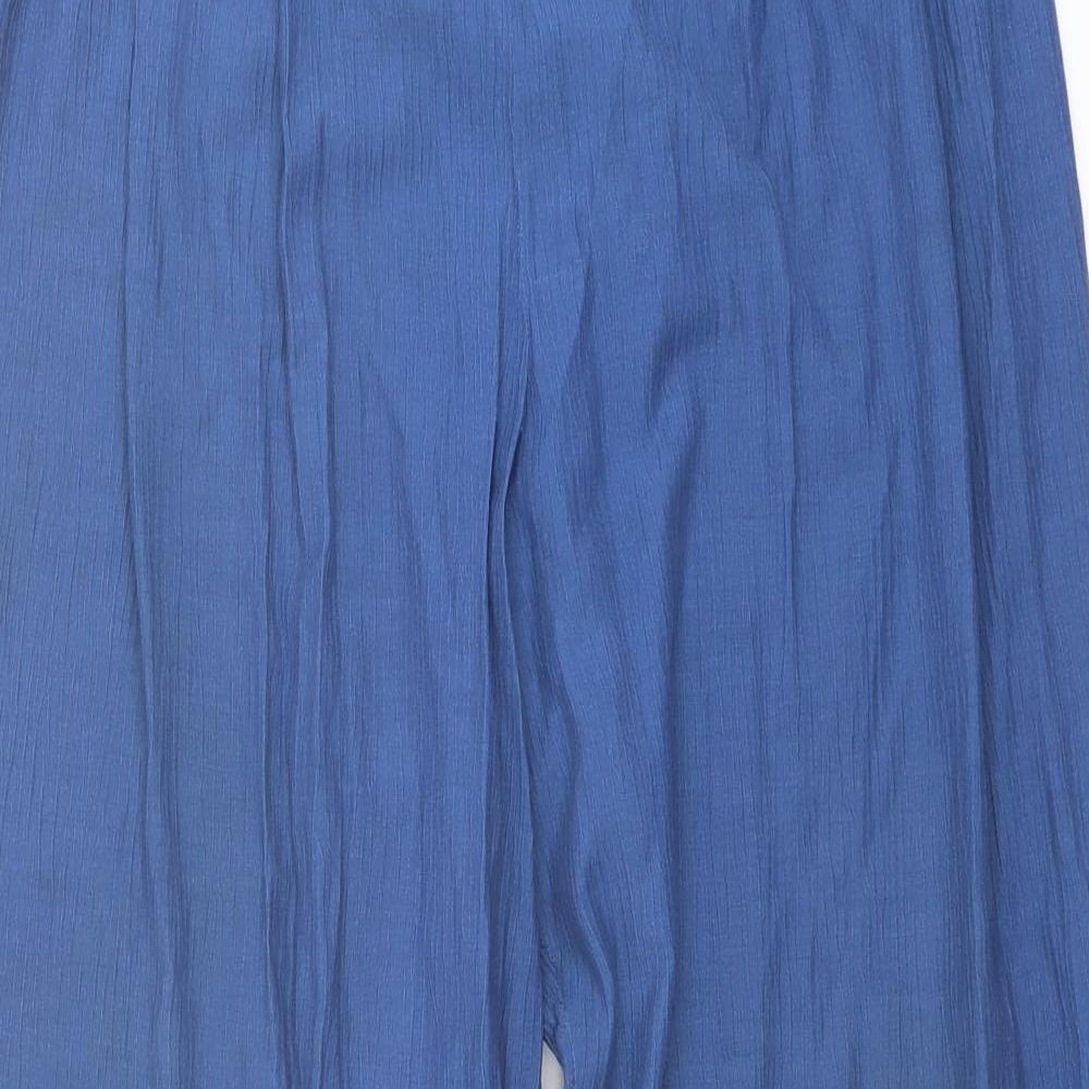 Bonmarché Womens Blue Viscose Trousers Size 16 L29 in Regular