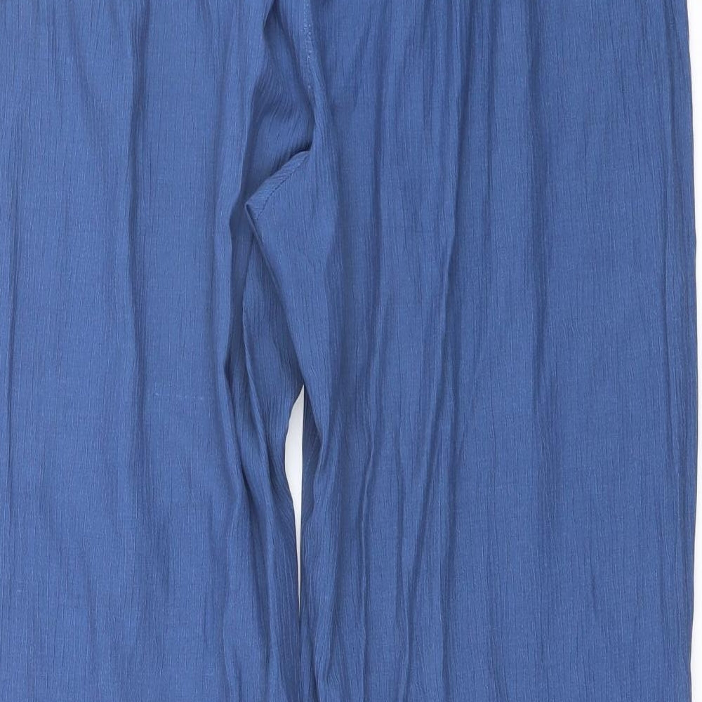 Bonmarché Womens Blue Viscose Trousers Size 16 L29 in Regular