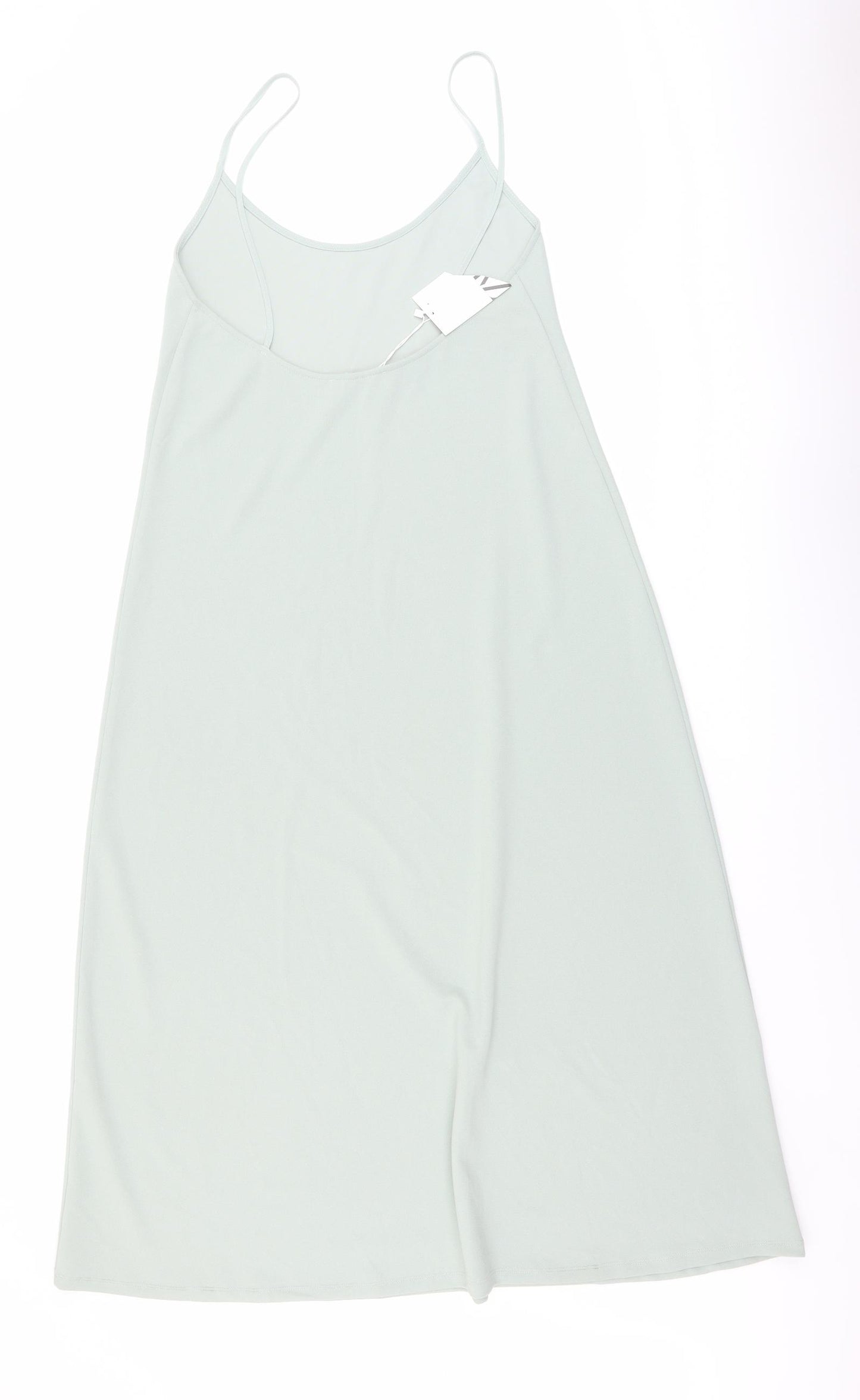 Zara Womens Green Polyester Tank Dress Size L Round Neck Pullover