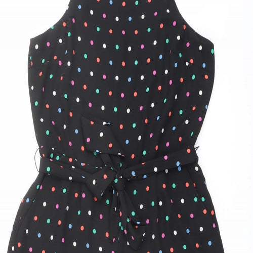 Oasis Womens Black Polka Dot Polyester Jumpsuit One-Piece Size 12 Zip