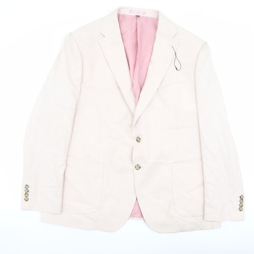 Marks and Spencer Mens Pink Polyester Jacket Suit Jacket Size 48 Regular