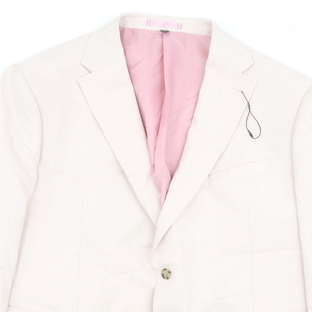 Marks and Spencer Mens Pink Polyester Jacket Suit Jacket Size 48 Regular
