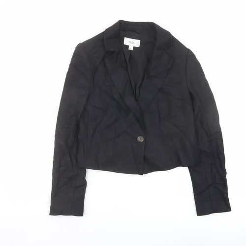 Marks and Spencer Womens Black Linen Jacket Blazer Size 8