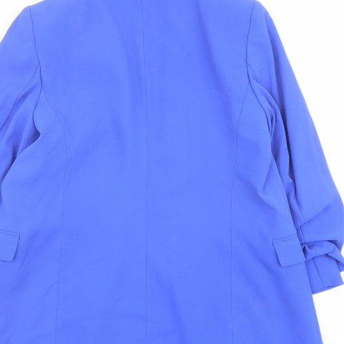 Marks and Spencer Womens Blue Herringbone Polyester Jacket Blazer Size 10