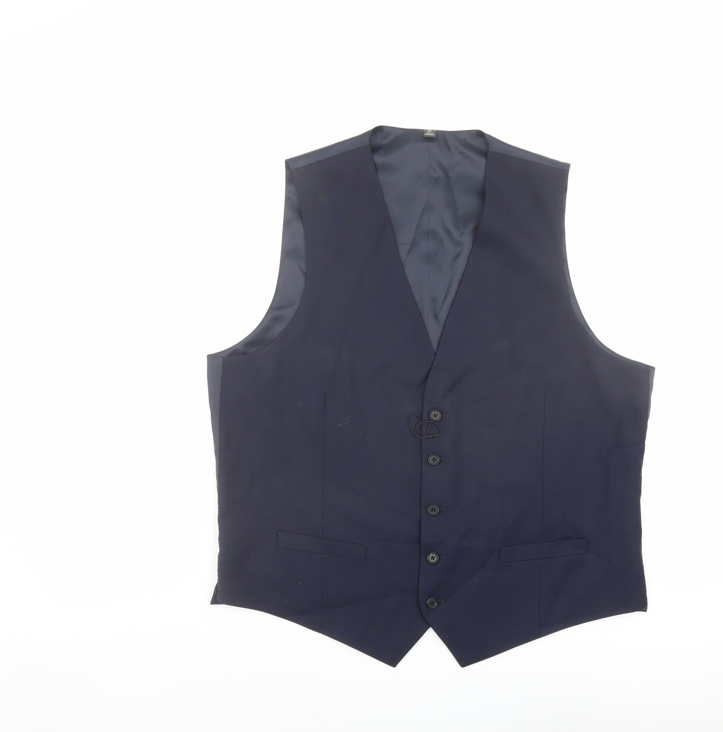 Marks and Spencer Mens Blue Polyester Jacket Suit Waistcoat Size 44 Regular