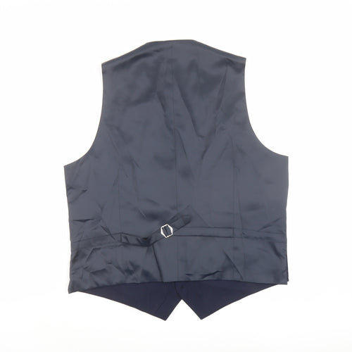 Marks and Spencer Mens Blue Polyester Jacket Suit Waistcoat Size 44 Regular