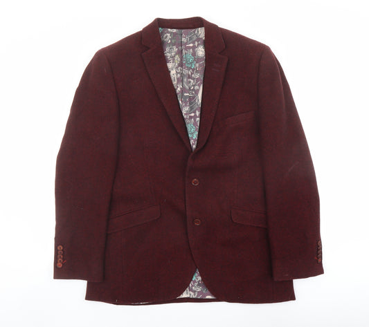 Brook Taverner Mens Red Wool Jacket Suit Jacket Size 42 Regular - 5 Button Sleeve